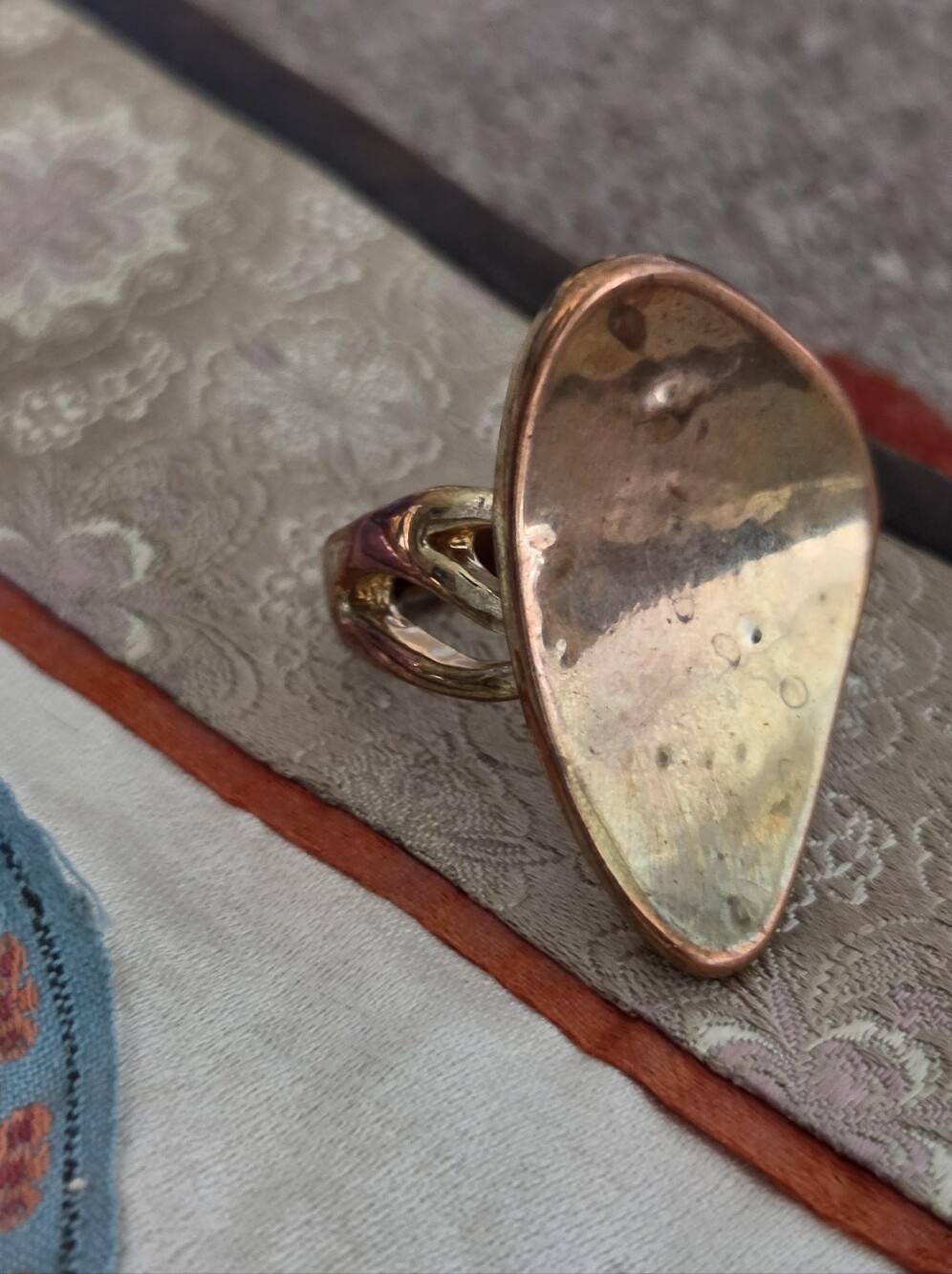 Bronze Gold Statement Ring Geometric Size 6.5